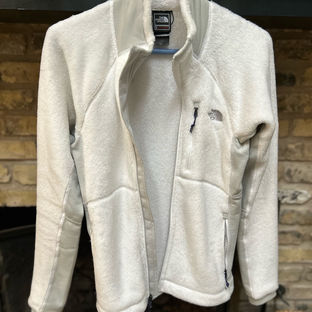 The North Face Summit Series White and Gray Full Zip Polartec Fleece Jacket
